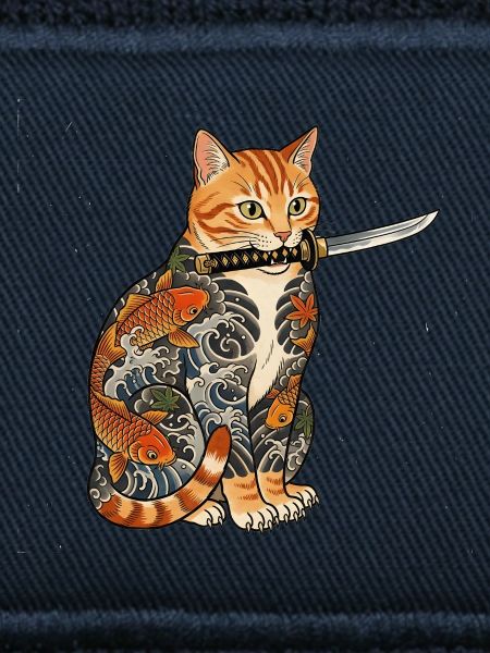Tattoo Katze mit Messer