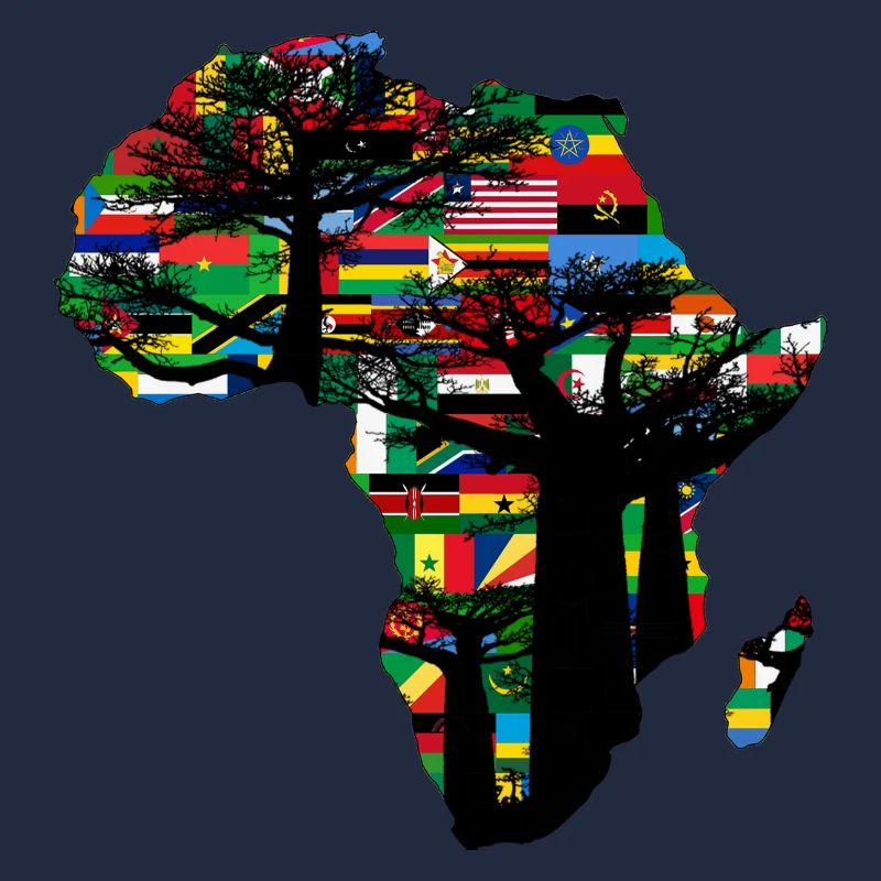 Afrika Affenbrotbaum und Flaggen