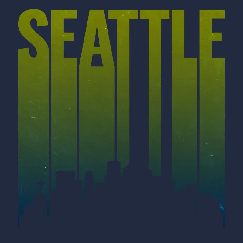 Seattle Skyline Green Gradient