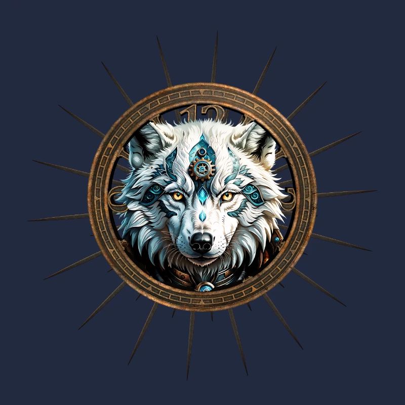 Toller weißer Steampunk-Wolf.