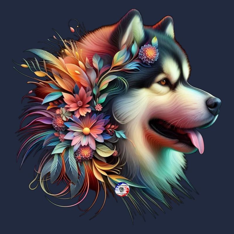Blumiger Malamute-Kopf