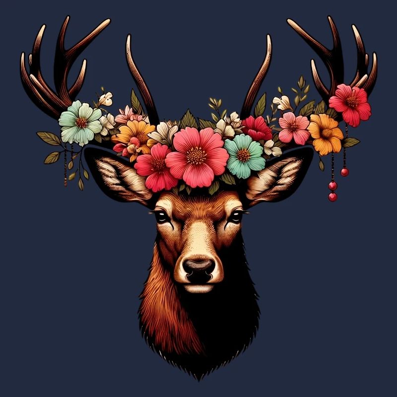Hirsch mit Blumen