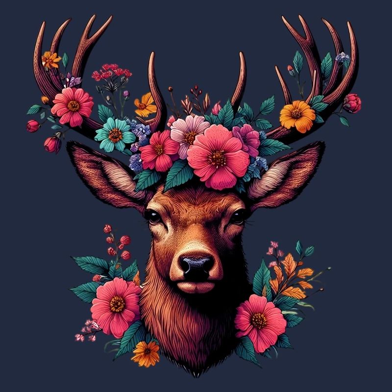 Hirsch mit Blumen
