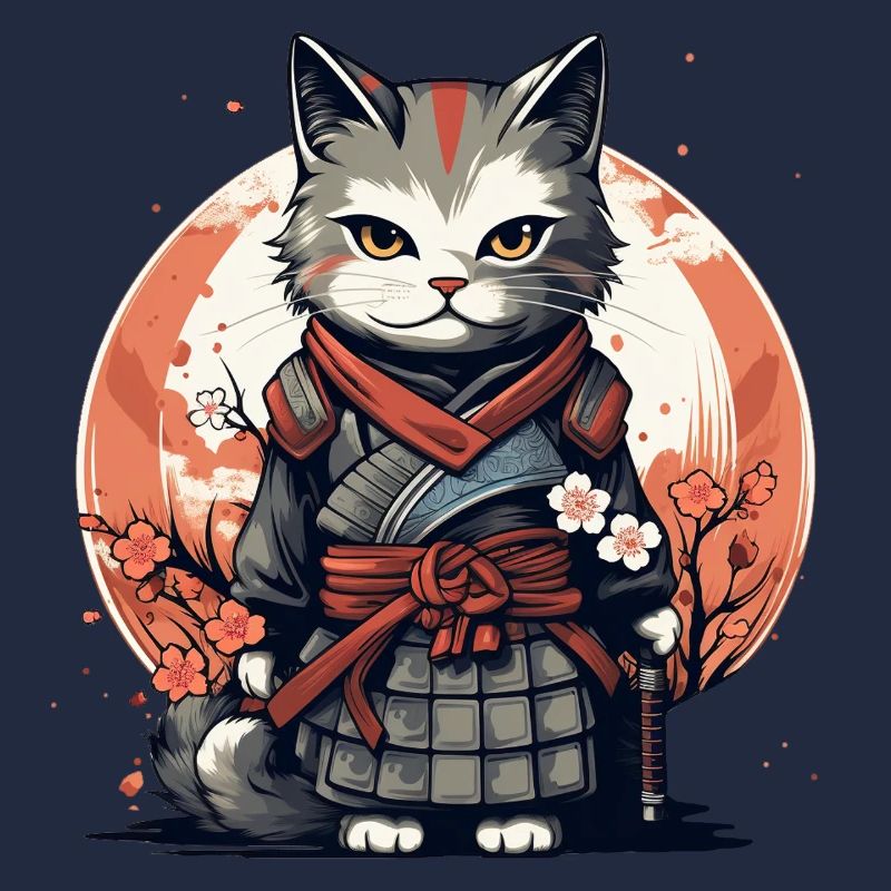 Chat guerrier Chat japonais Chat samouraï