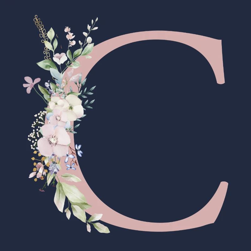 C Monogram, Floral, Customizable