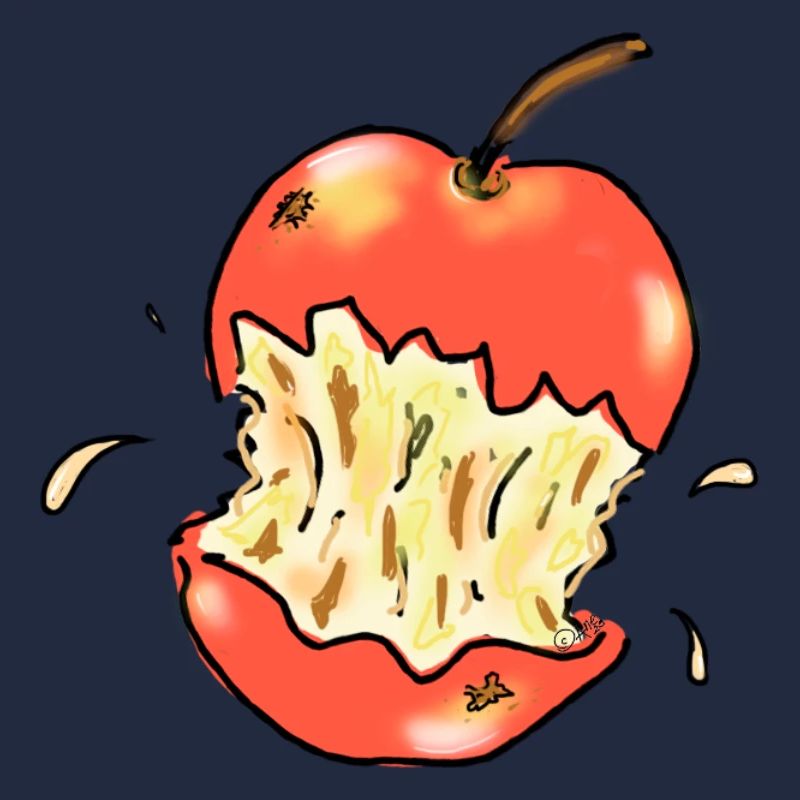 Red apple bitten illustration