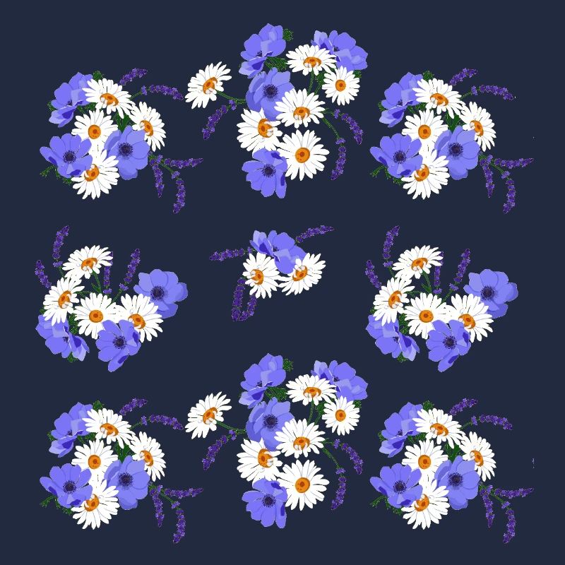Country Floral Pattern in Blue and White