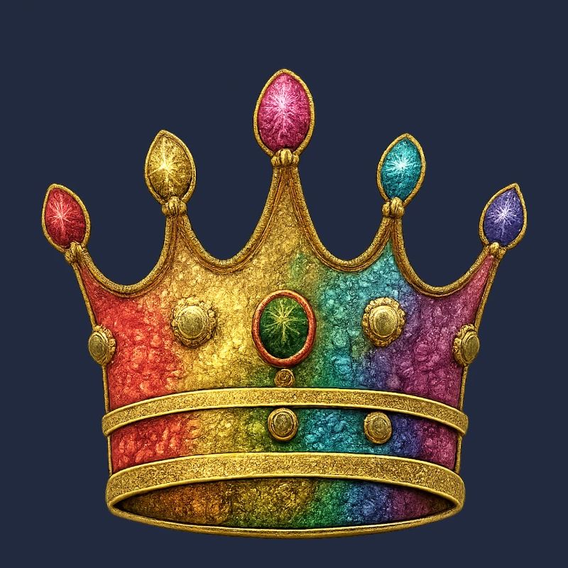Vibrant Rainbow Royal Crown Design