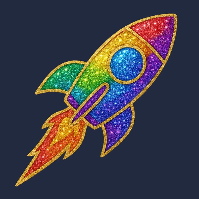 Regenbogen Rakete Glitzer Design