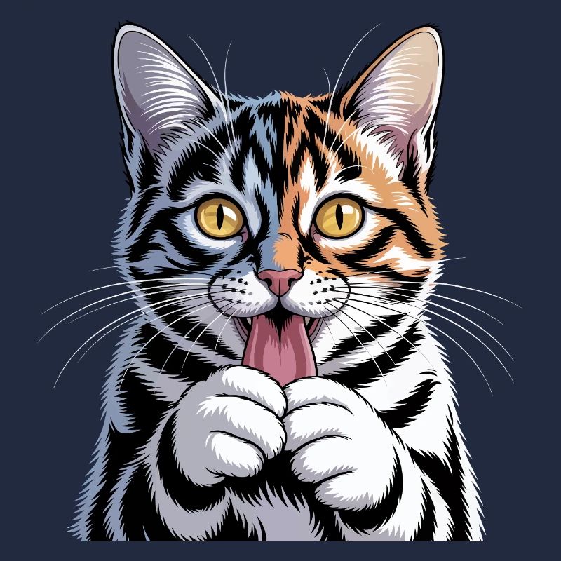 Vibrant Cartoon Cat with Playful Expression