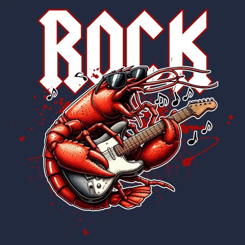Rocker-Krabbe und E-Gitarre