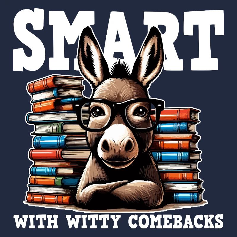 Scholarly donkey and stack of books