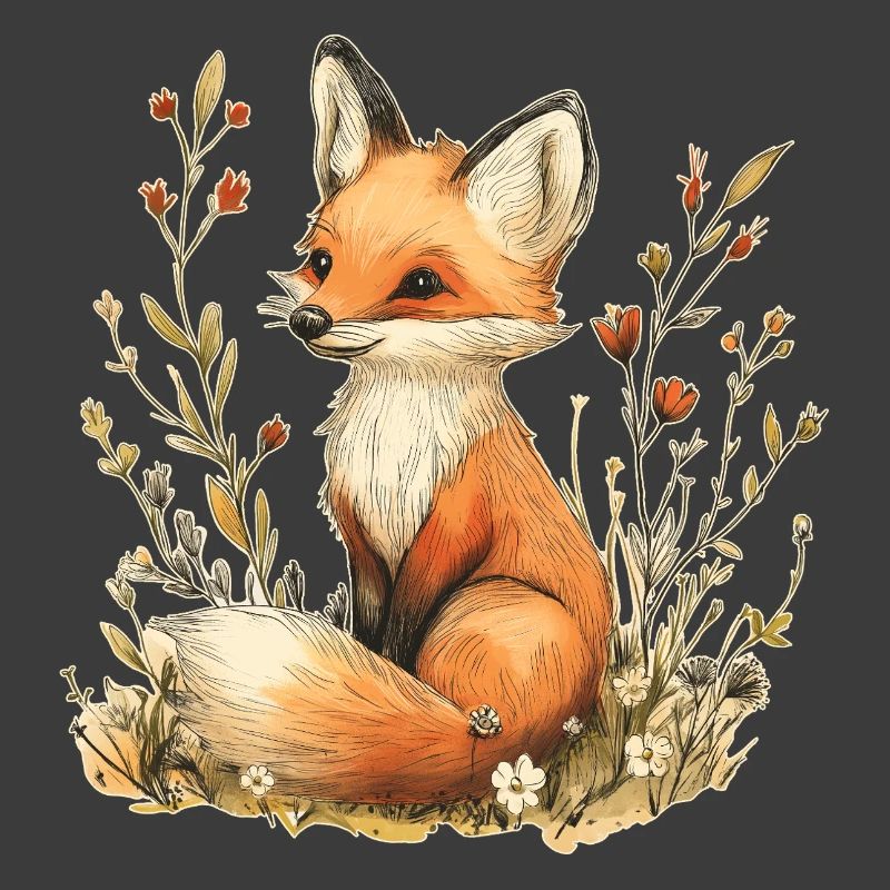 Fuchs mit Blumen