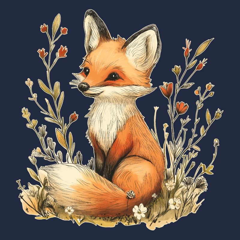 Fuchs mit Blumen