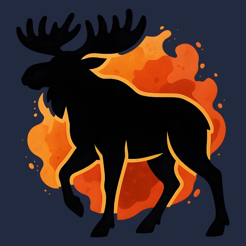 Flammende Elch-Silhouette