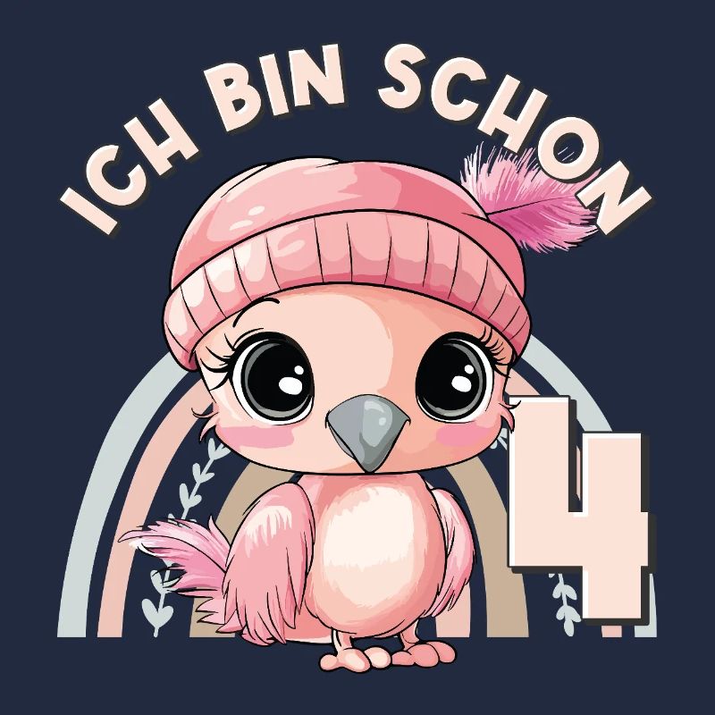 4e anniversaire Flamant rose arc-en-ciel mignon mignon