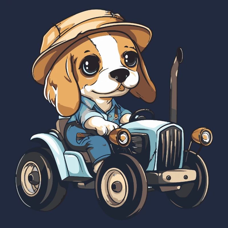 Beagle Dog Tractor Farmer