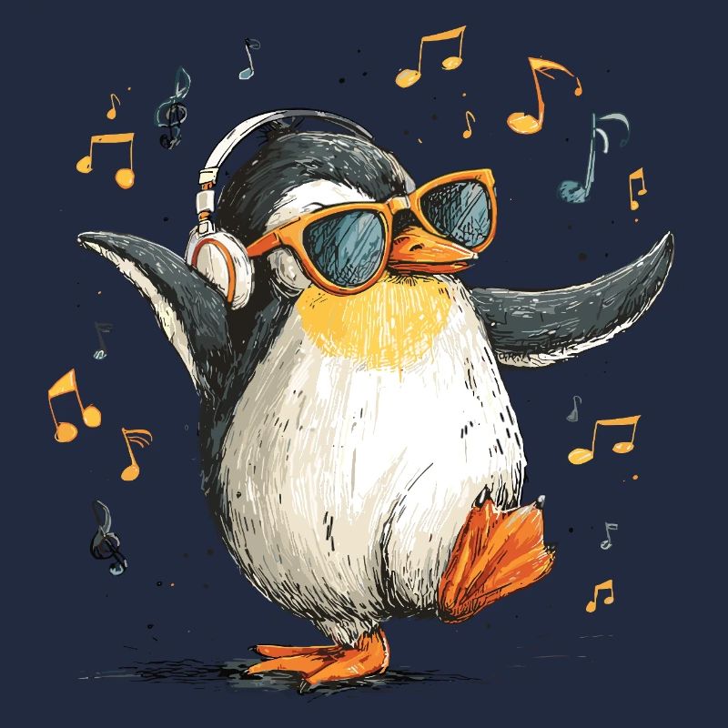 DJ Penguin avec casque