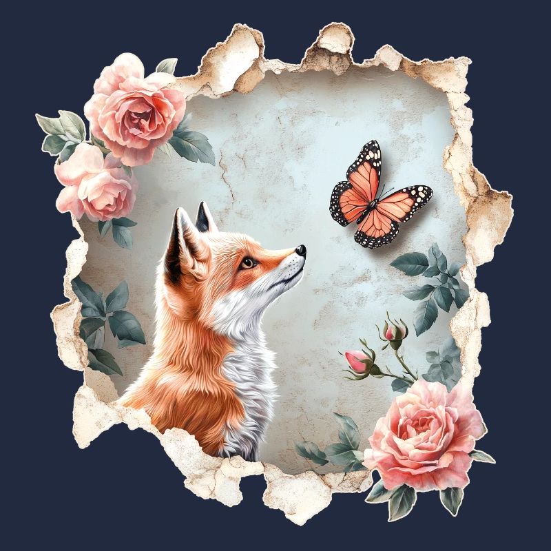 Fuchs mit Schmetterling