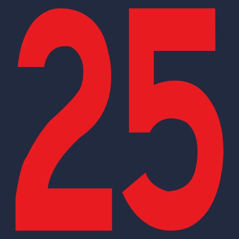 Red 25 in clear typography