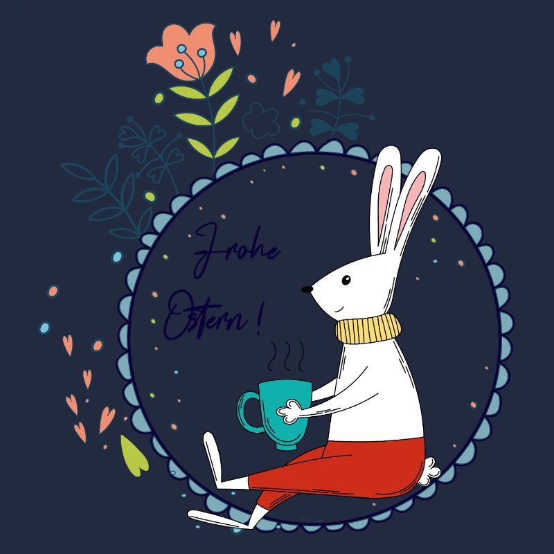 Osterhase mit Teetasse