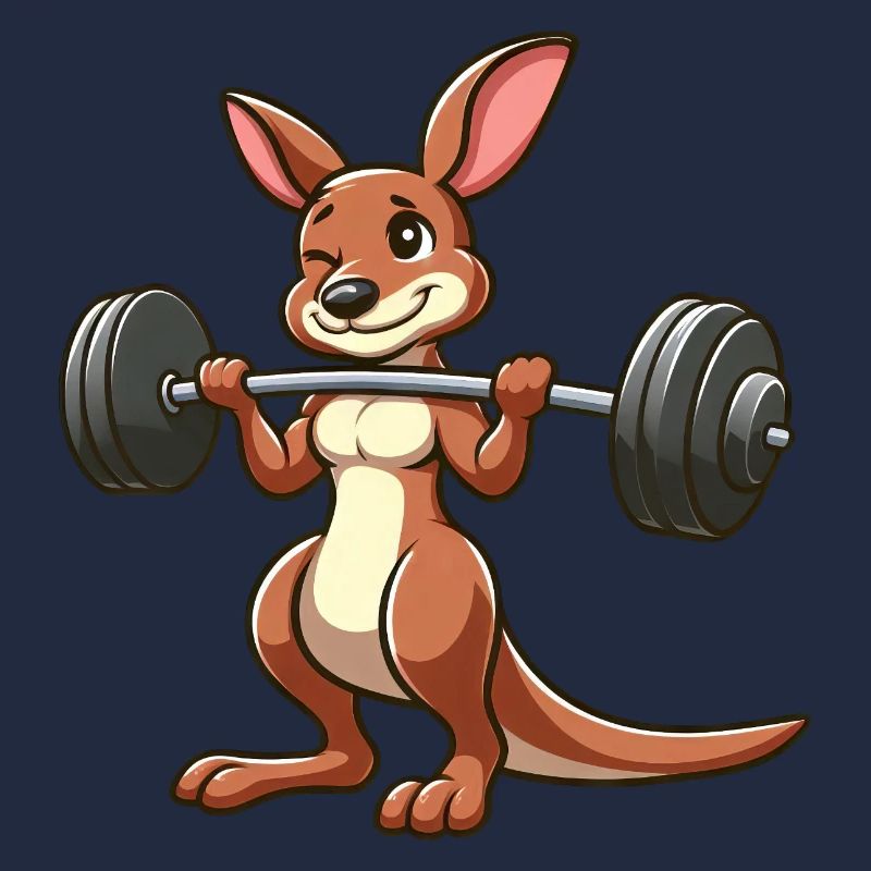 Chibi Kangaroo Dumbbell Workout Cheerful