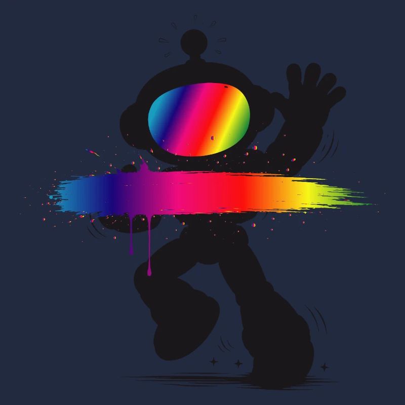 Roboter Silhouette Regenbogen Splash Design  