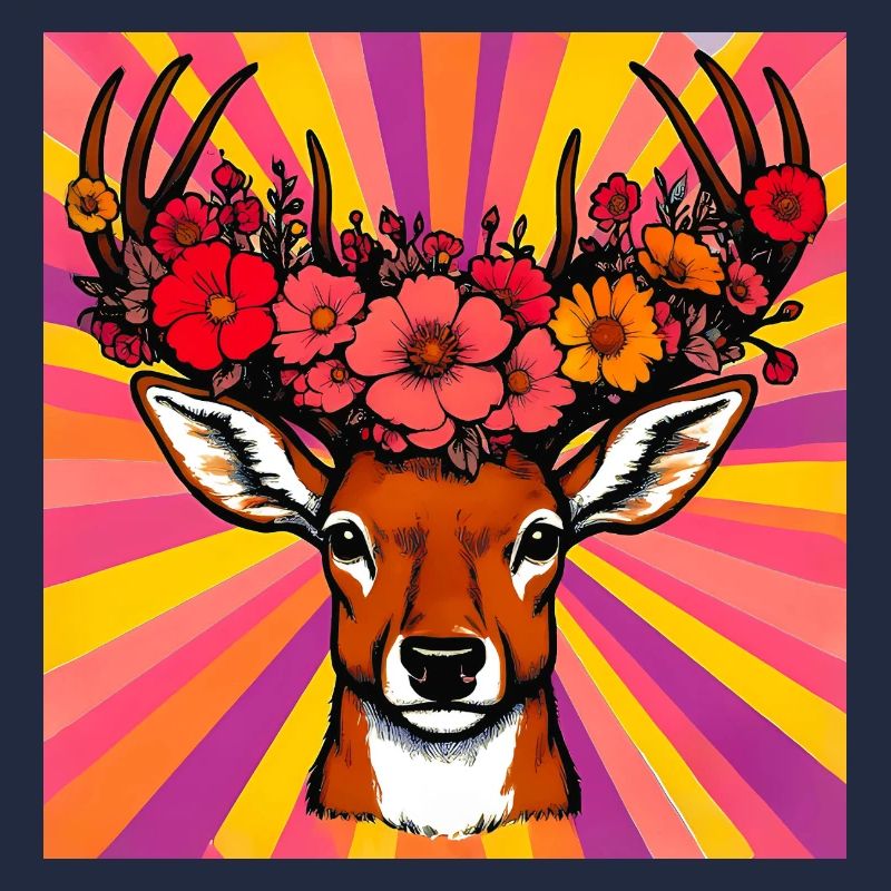 Cerf aux fleurs