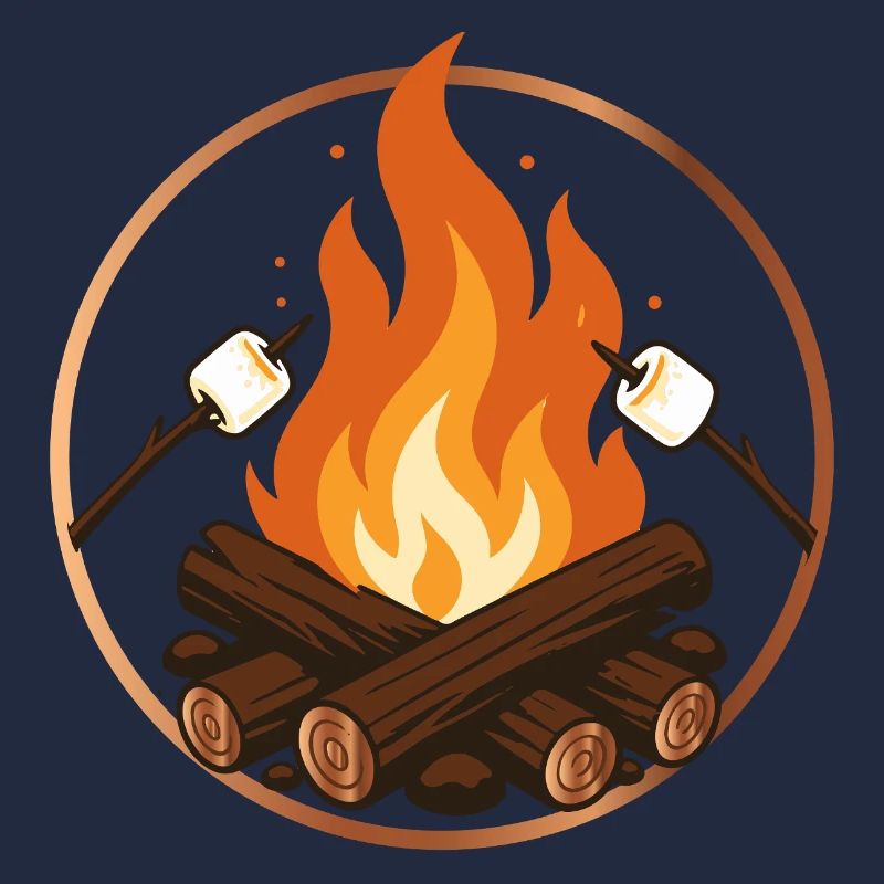 Campfire with Marshmallows Camping Motif