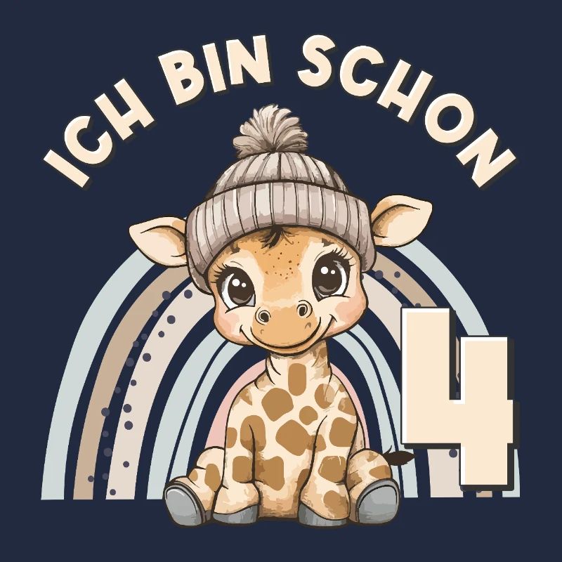 4. Geburtstag Giraffe Regenbogen Süß Niedlich