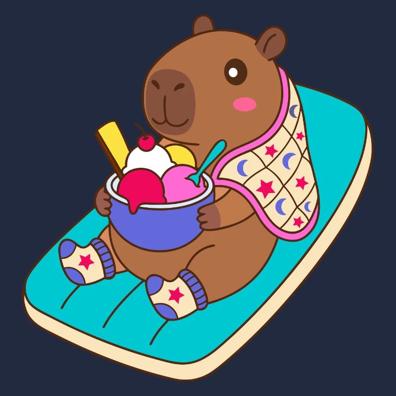 Capibara Sundae sur une plage Float - mode vacances