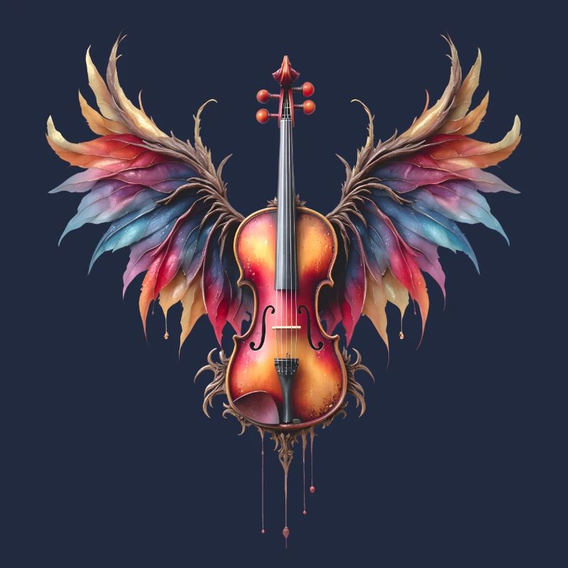 Violin with Rainbow Wings