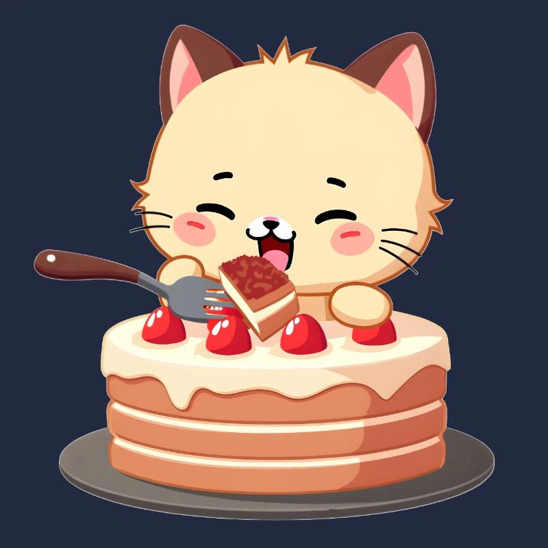 Cat eats cake