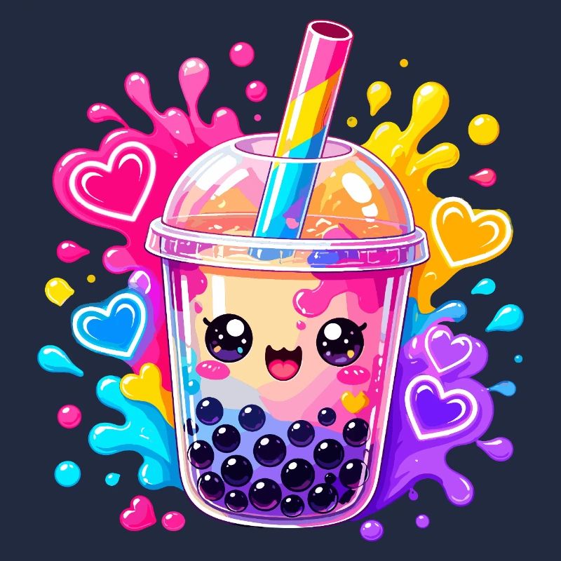 Explosion des couleurs du bubble tea de Kawaii