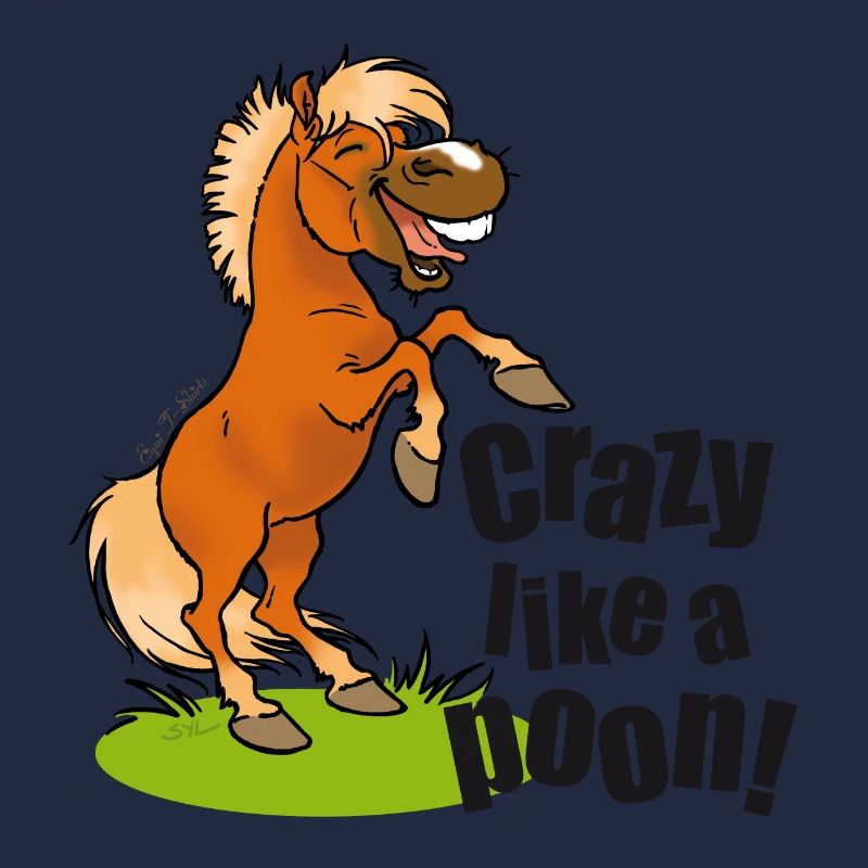 Verrückter Pony schwarzer Text