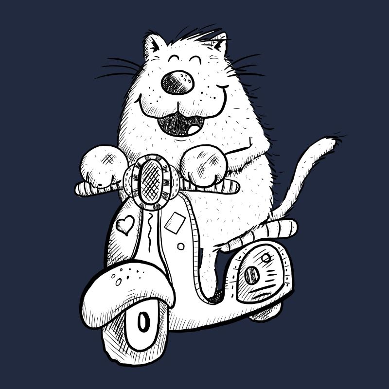 Lustige Katze Auf Roller Comicfigur Fun Geschenk