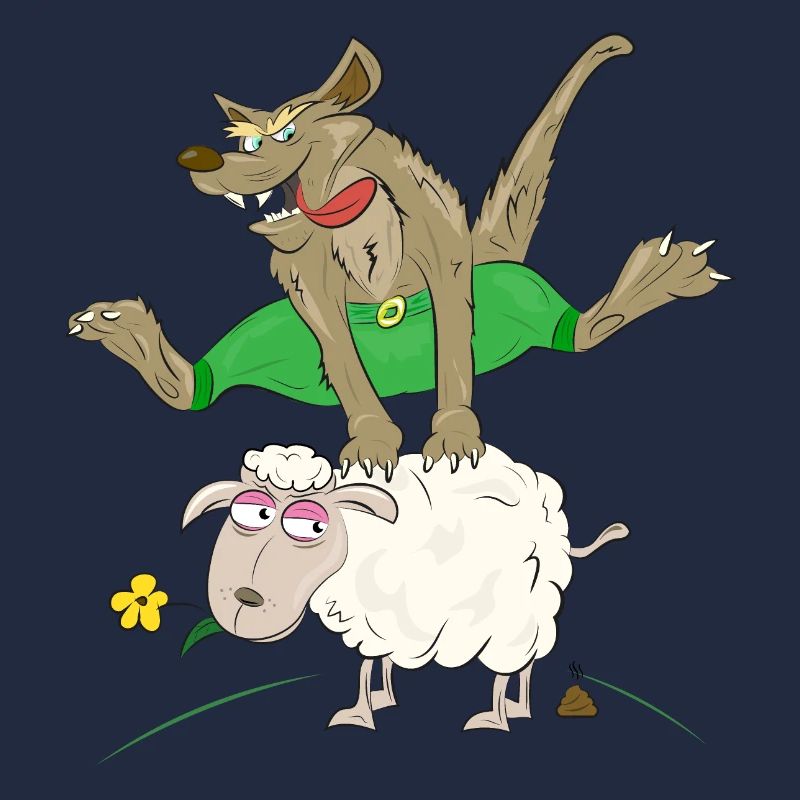 wolf jumps over the sheep - wolf with sheep