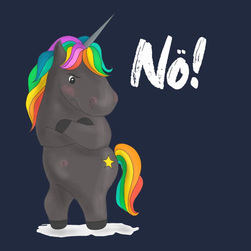 Verärgerter Regenbogen-Pony mit Witz