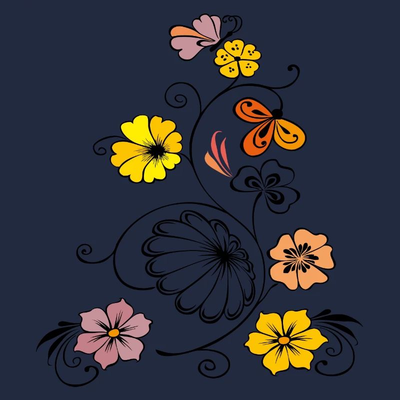 Flower vine with butterfly