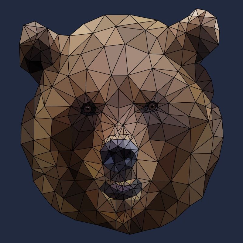 Polygonal Brown Bear Triangular Low Poly Art