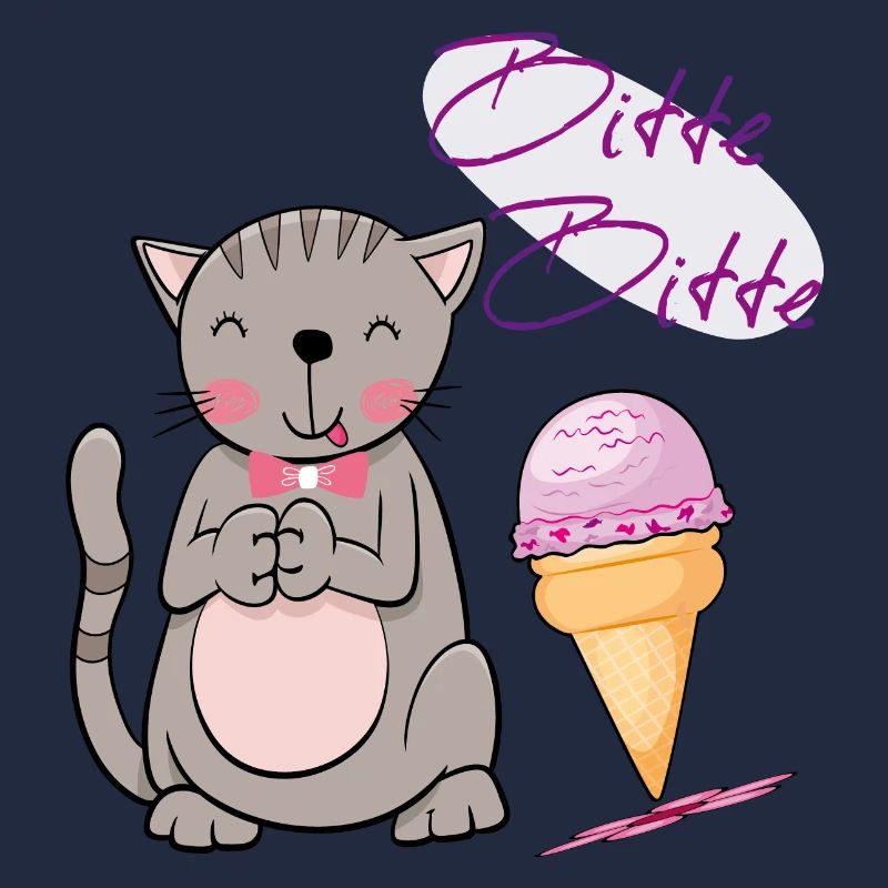 Chat avec cornet de crème glacée