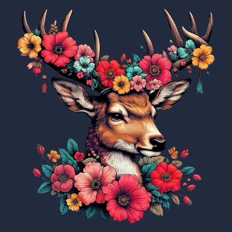 Cerf avec des fleurs