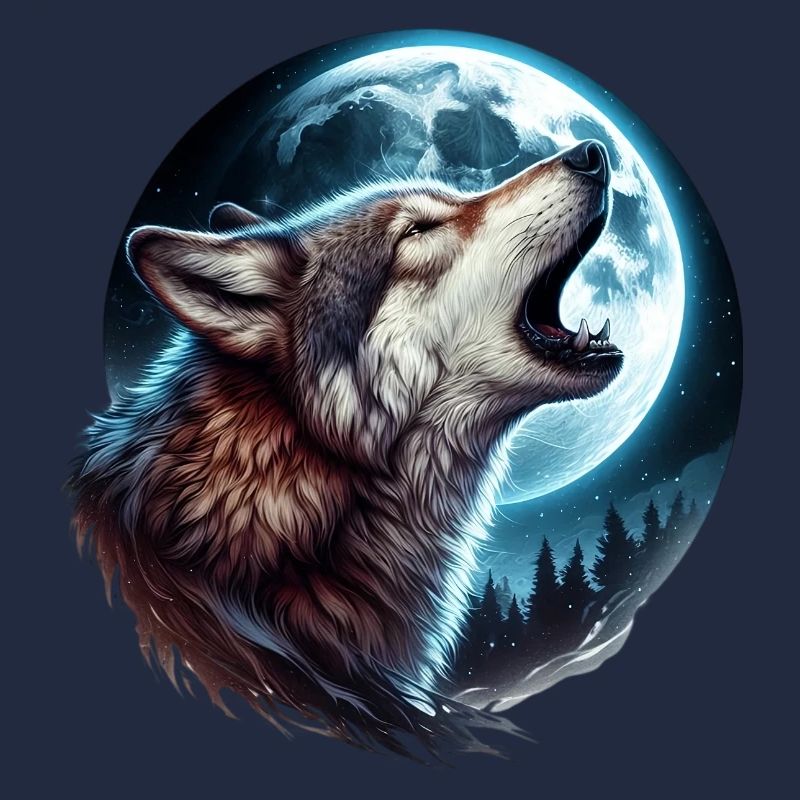 Wolf howls at the full moon