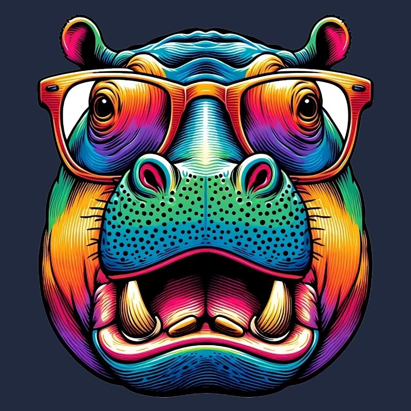 Nilpferd mit Brille
