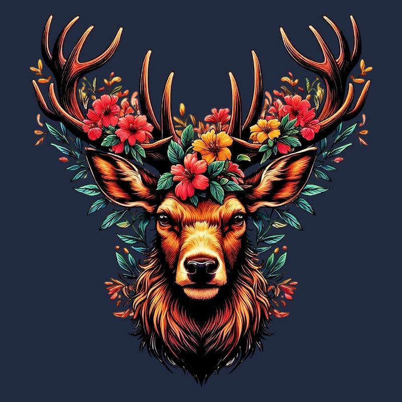 Hirsch mit Blumen