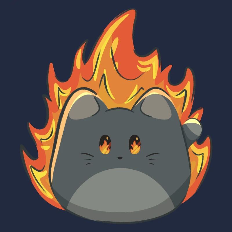 Chat mignon avec du feu