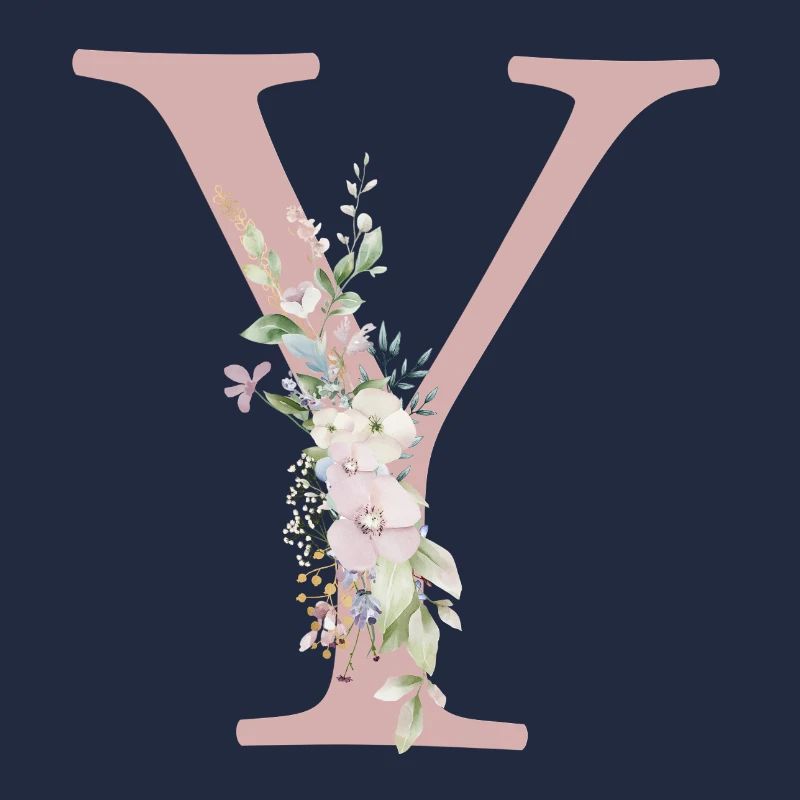 Y Monogram, Floral, Personalizable