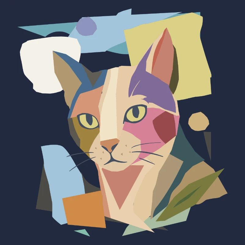 Abstrakte Katze im modernen Farbblock-Design