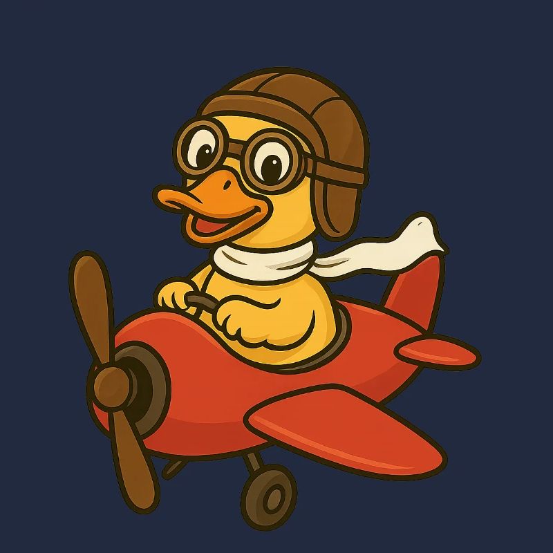 Abenteuer-Ente im Pilotenkostüm