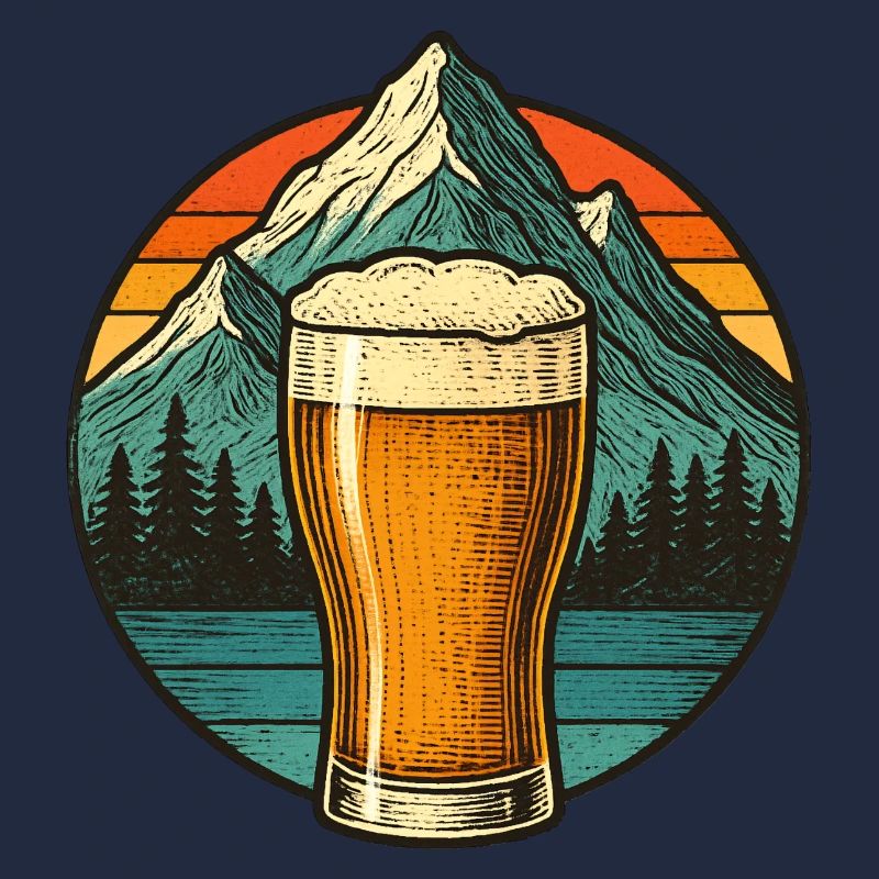 Mountain view with beer glass design